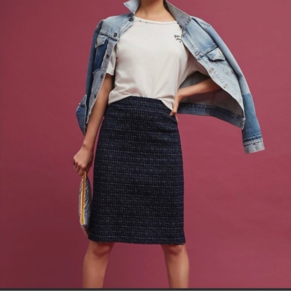 Maeve tweed back zip up Above-knee pencil skirt